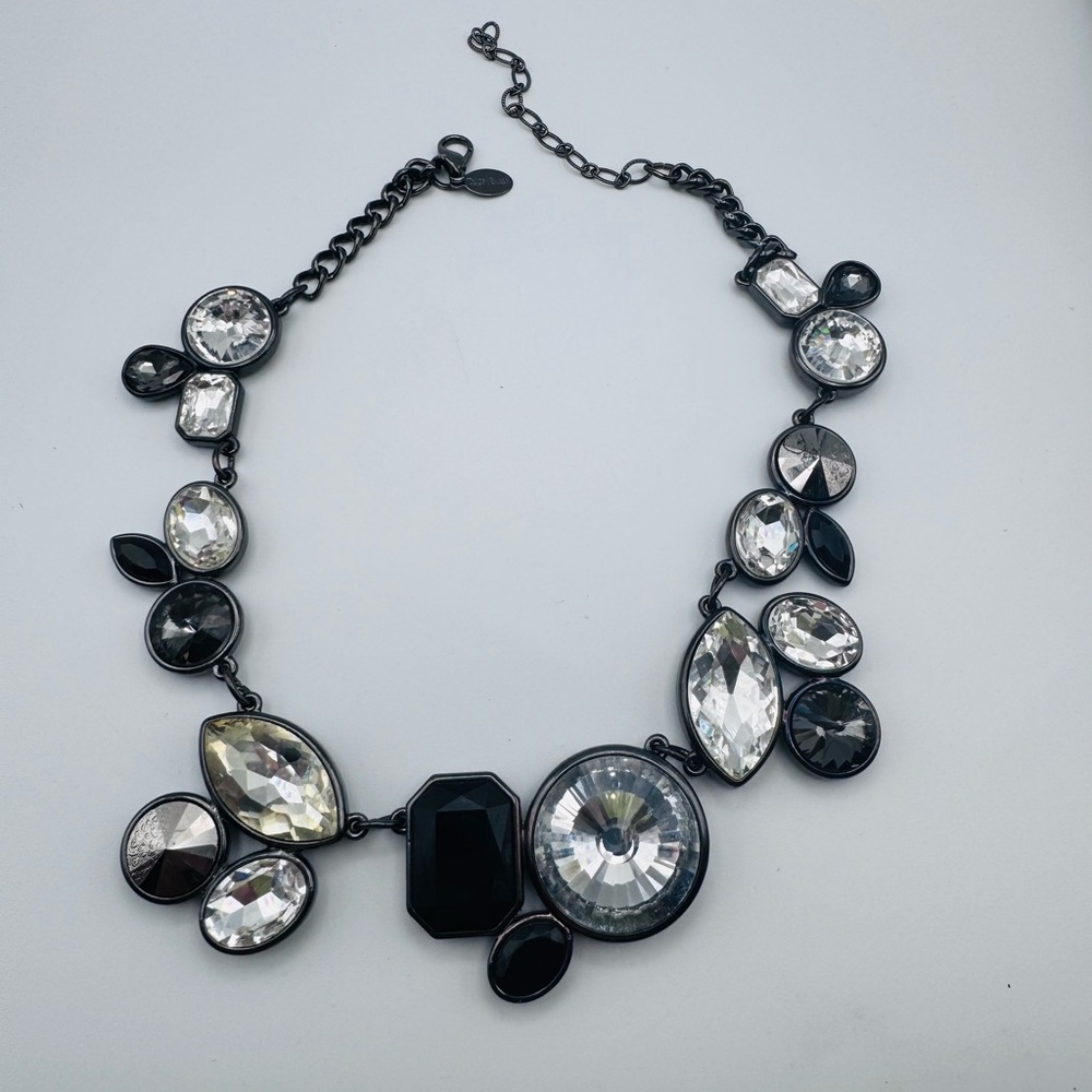 Elegant Black and Silver Statement Necklace by White House Black Market